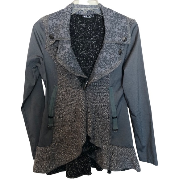 Forla Paris Sweaters - Forla Paris wool blend mixed media fabric cardigan sweater size small